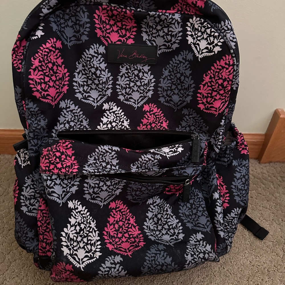 Vera Bradley Black and Pink Patterned Backpack - Northern Lights Pattern